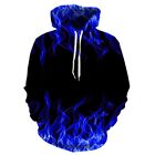 Mens Flame 3D Print Hoodie Hooded Pullover Casual Loose Tops Sweatshirt Jumper