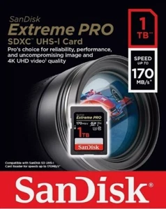 SanDisk Extreme Pro 1TB SD Class 10 SDXC Memory Card - SDSDXXY-1T00-GN4IN NEW - Picture 1 of 1