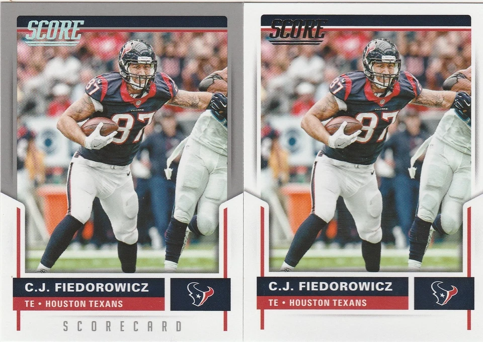 C.J. Fiedorowicz HOUSTON TEXANS 2017 SCORE SCORECARD parallel & Base #75 - BOTH! - Image 1 of 1
