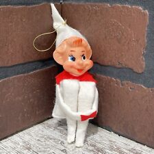 Vintage Knee Hugger White/Red Christmas Elf Pixie Ornament Shelf Sitter Japan