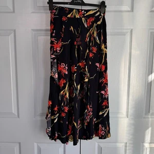 Leith by Anthropologie XS Dark Floral Feminine Palazzo Pants with Flowy Ruffles - Picture 1 of 11