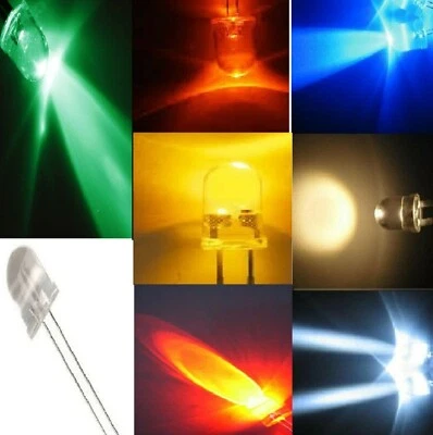 10 Pz. diodi led 10mm alta luminosità RESISTENZE bianco blu verde rosso GRANDI - Immagine 1 di 4