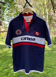 Canada Trikot Herren Größe M T-Shirt Sport blau kurzärmelig V-Ausschnitt Hockey Shirt - Bild 1 von 14