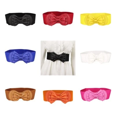 Damen Kunstleder Schleife Schnalle Stretch Gürtel Elastisch Kleid Korsett Bund - Bild 1 von 4