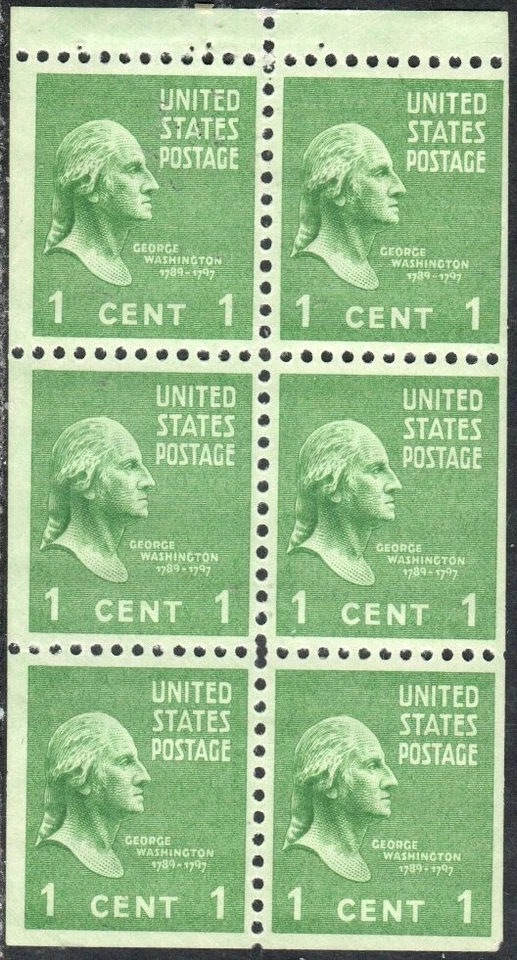 US Scott #804b booklet pane, 2 1/2 mm.  MNH - Image 1 of 1
