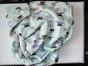 Baba And Boo Colourful Dog Surfing Adjustable Nappy New - Picture 1 of 4