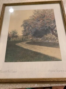 Fred Thompson “Along The Road” Apple Blossoms On Tree  Matted Framed Signed - Picture 1 of 10
