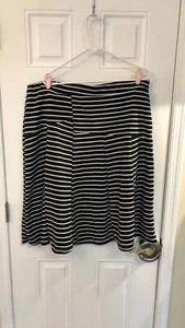 Falda Relativity Mujer Elástica Acampanada Línea A Negra Blanca a Rayas Talla Grande 3x - Imagen 1 de 10