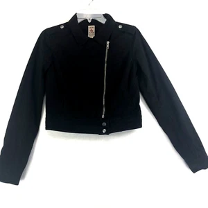 Decree Jacket Women's Small Black Bomber Style Off Center Front Zip Closure - Picture 1 of 6