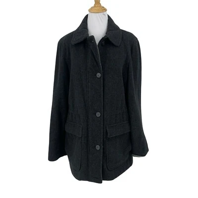 Vintage Herman Kay Wool Overcoat Women's Size S Charcoal Full Zip Pockets Lined - Image 1 of 4