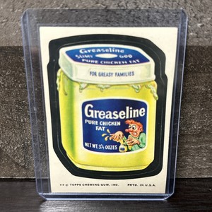 Vintage Topps WACKY PACKAGES sticker Greaseline Chicken Fat tan back 1974 10th