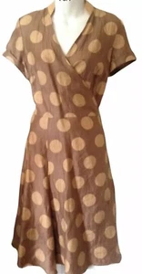 Chetta B Sherrie Bloom Peter Noviello retro gold Polka Dot Wrap Dress Size 8 - Picture 1 of 8