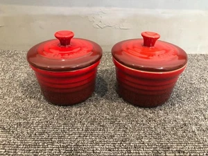 Lecreuset Cocotte Tableware Red Set Of 2 - Picture 1 of 4