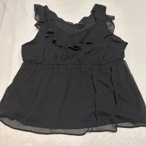 Torrid Tanktop Damen Größe 4 Schwarz Rüschen Dicke Träger Ärmellos V-Ausschnitt - Bild 1 von 8