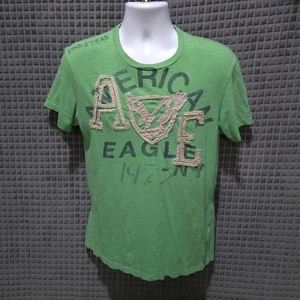 Y2K AmericanEagle Distressed Tshirt Med Teen Vintage Fit SpellOut Tee Grunge 90s - Picture 1 of 18