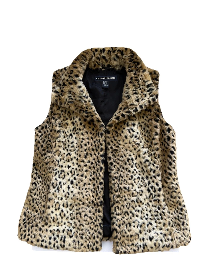 Kristen Blake Women's Faux Fur Vest Size Small Leopard  Print - Image 1 of 4