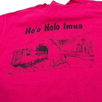 Ho’o Holo Imua Hawaii Tee – Made in USA Fruit of the Loom Vintage Pink L - Image 1 of 4