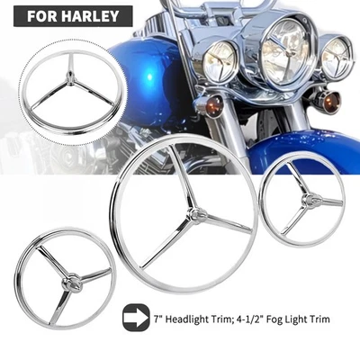 7'' Headlight 4.5'' Fog Lamps Trim Bullet Style Fit For Harley Road King Electra - Image 1 of 4