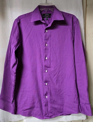 Apt 9 Mens Medium 15 1/2  34/35  Slim Fit Long Sleeve Button Up GUC - Image 1 of 4