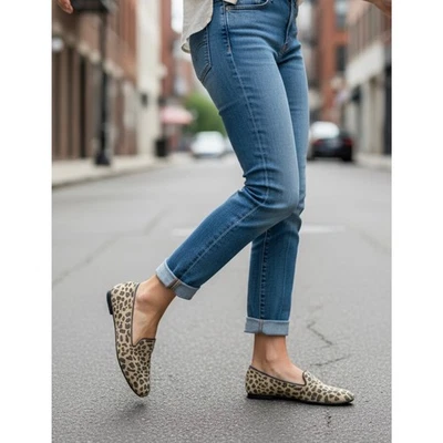 Zapatos planos sin cordones Rothy's The Flat Round Toe estampado de leopardo talla 11 Foto 1 de 4