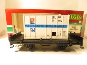 LGB G SCALE - LGB 4003 - FLAT CAR W/CONTAINER - LN - BOXED- H1 - Picture 1 of 8
