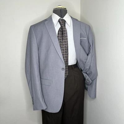 Mens 40S 44" Blazer Sport Coat Suit Jacket Gray 1 Button - Image 1 of 4