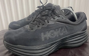 Hoka Para hombres Entrenadores para Correr Bondi 8 Triple Negro Zapatos con Cordones Talla 10.5 UK - Imagen 1 de 10
