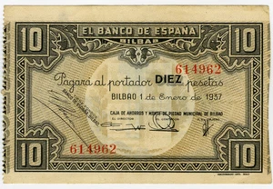 ☆ SPAIN CIVIL WAR 1937 • 10 PTS. BILBAO • EUZKADI ☆ GUERRA CIVIL ESPAÑOLA ☆D0613 - Picture 1 of 2