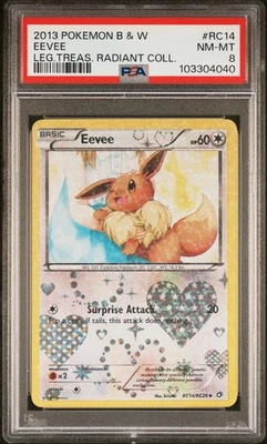 2013 POKEMON B&W LEGEND TREASURES RADIANT COLL #RC14 EEVEE PSA 8 - Image 1 of 2