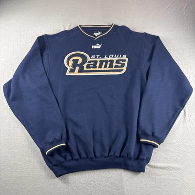 Sudadera De Colección St Louis Rams Puma Para Hombres M Azul Pullover Suéter Bordado Foto 1 de 4