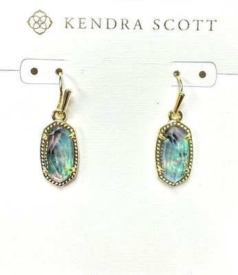 Pendientes colgantes Kendra Scott W1156 enchapados en oro lila abulón Lee Foto 1 de 3