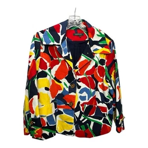 Ralph Lauren Blazer Jacket Abstract Floral Red Blue Yellow Camo coat L - Picture 1 of 8