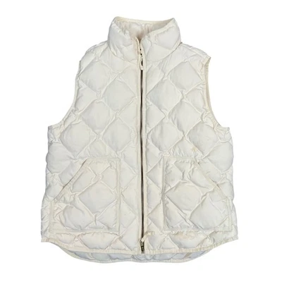 Chaleco acolchado J Crew crema acolchado bolsillos con cremallera grande para mujer Foto 1 de 4