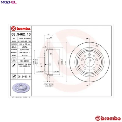 2x BRAKE DISC 08.9462.11 FOR VOLVO XC70/CROSS/COUNTRY/SUV S70 V70/� 2.0L 5cyl - Image 1 of 4
