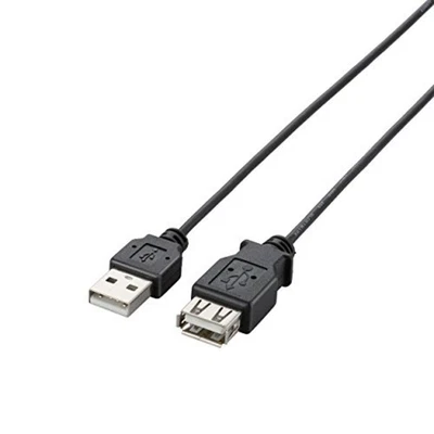 ELECOM USB extension cable USB2.0 A-A female type ultra-fine 1m black F/S wTrack - Image 1 of 3