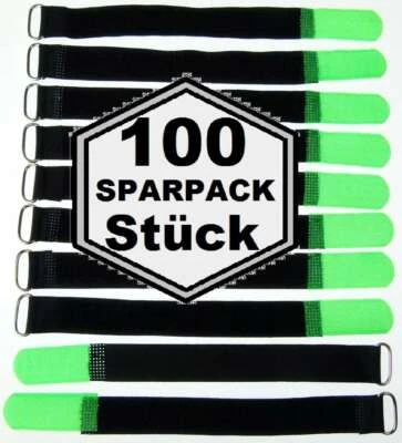 BIE-TEC 100 x Kabelbinder Kabelklett 20 cm x 20 mm neon grün Klettband Klettkabelbinder