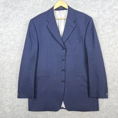 Blazer para hombre Modesto Uomo azul marino geométrico talla 46L 100 % lana agujeros preppy Foto 1 de 4