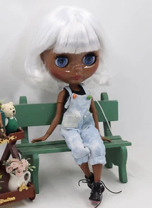 Neo Blythe Doll Nude White Hair Shiny Face Super Black Skin Puppet DBS Toys Gift - Picture 1 of 24