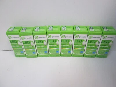 8Pk Bright White - Greenlite 4.W LED Chandelier Base Bulbs - Flame Tip -2700K - Image 1 of 4