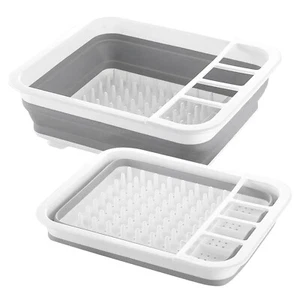 Collapsible Dish Drainer Folding Washing Pots Cutlery Caravan Rack Holder - Picture 1 of 7