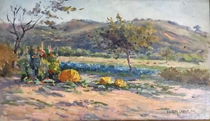 Seltenes Gemälde Garten CHARLES CANET um 1910 Widmung FLIEGER Robert MORANE - Bild 1 von 3