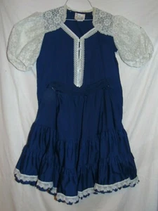 Juego de Falda Camisa Azul Marino Jeri Abeja de Colección Danza Cuadrada Western Rockabilly Malco Med - Imagen 1 de 9