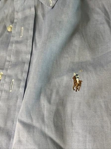 Herren Ralph Lauren Yarmouth 100 % Baumwolle Pinpoint Oxford Größe 16 33 Hellblau - Bild 1 von 9