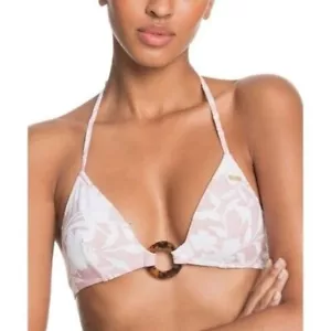 NWT ROXY Floral Triangle Bikini Ring Top Small Rose Pink - Picture 1 of 3