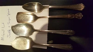 4 Mixed Silver Plate Jelly and Sugar spoons Serving pieces - Bild 1 von 5