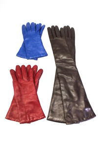 Madova Portolano Womens Leather Driving Gloves Red Blue Size 6.5 7 Lot 3