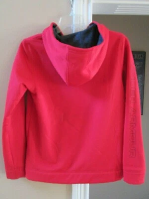 UNDER ARMOUR Sudadera con Capucha CHAQUETA JUVENIL Grande Suelta, Logo, Rojo Negro, Tormenta, Cremallera Usada en Excelente Condición Foto 1 de 4
