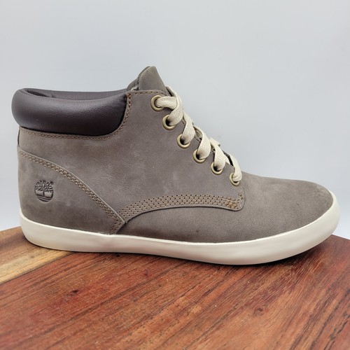 Stivali Timberland Glastenbury Donna 6 Grigi Bianco Pelle Nabuk Combattimento Lacciati