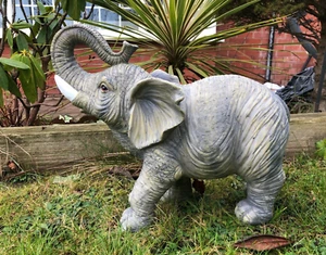 Adorno de jardín grande de resina gris plateado elefante salvaje safari animal artes vívidas artes - Imagen 1 de 12