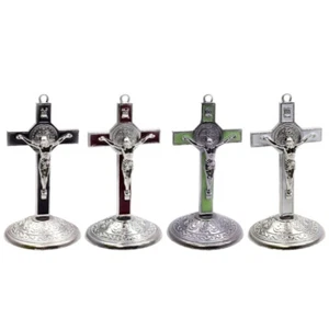 9cm Metal Crosses Crucifix Statue with Base Religious Decors Religious Ornament - Picture 1 of 12